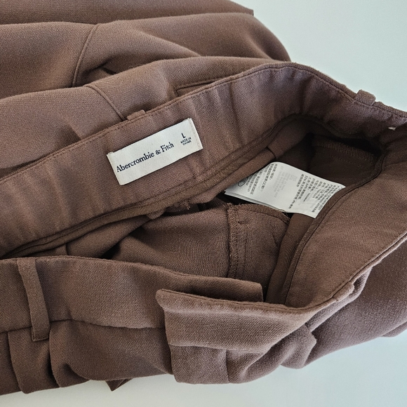 Abercrombie & Fitch | Tailored Pant Wide Leg Trouser Dark Brown, Womens Large - Picture 7 of 7
